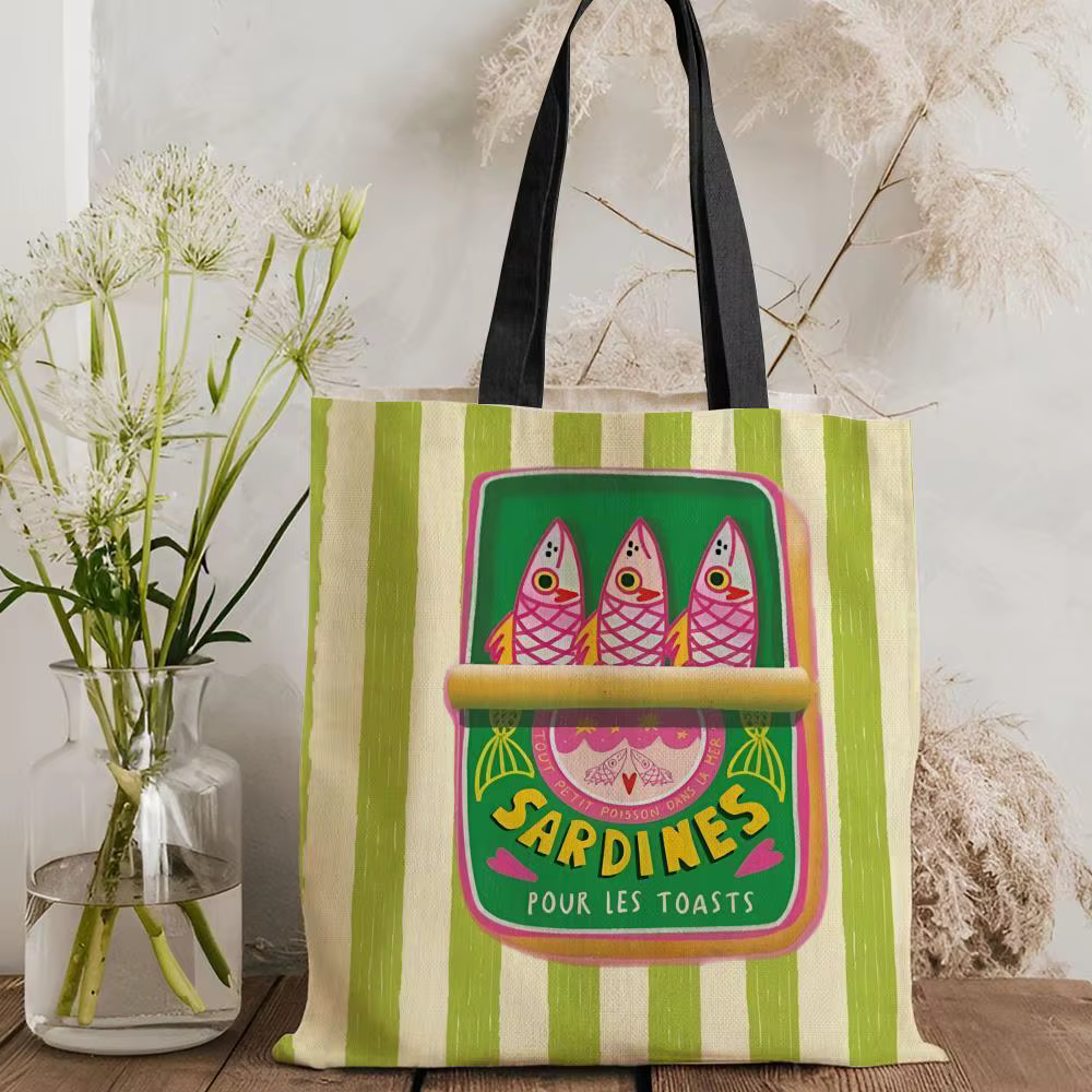 Sacs de rangement pour boîtes de conserve de sardines Coastal Charm, sac fourre-tout léger en toile,