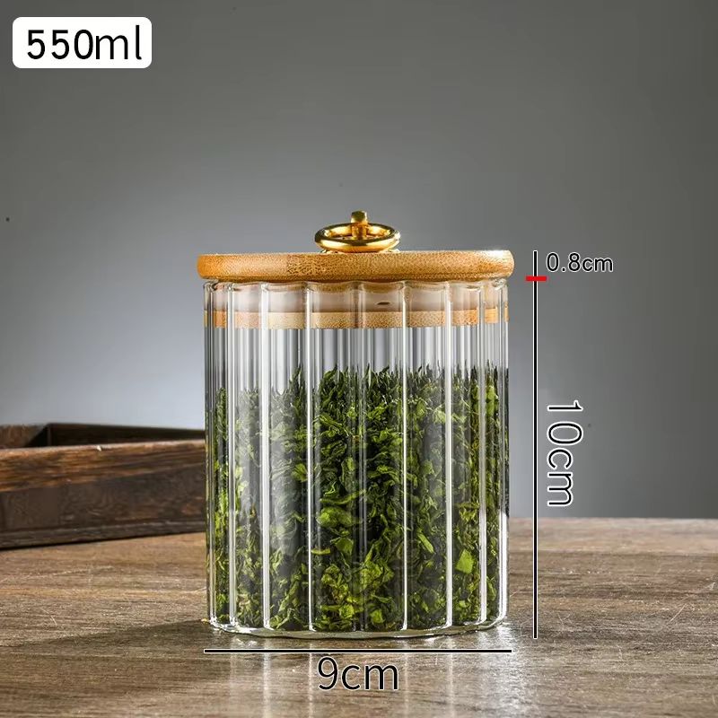 Bocal Alimentaire en Verre avec Couvercle en Bambou Scellé, Garde-Manger de Cuisine, Bouteille de St