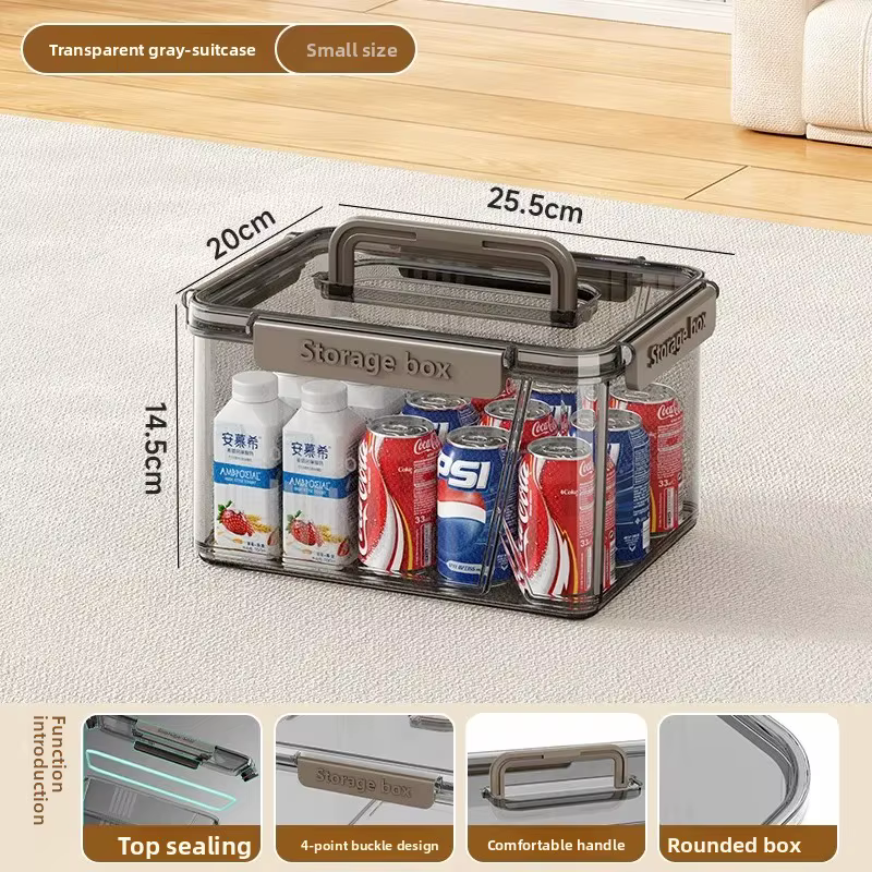 Boîte de rangement portable transparente pour la maison avec couvercle, boîte de rangement anti-pous