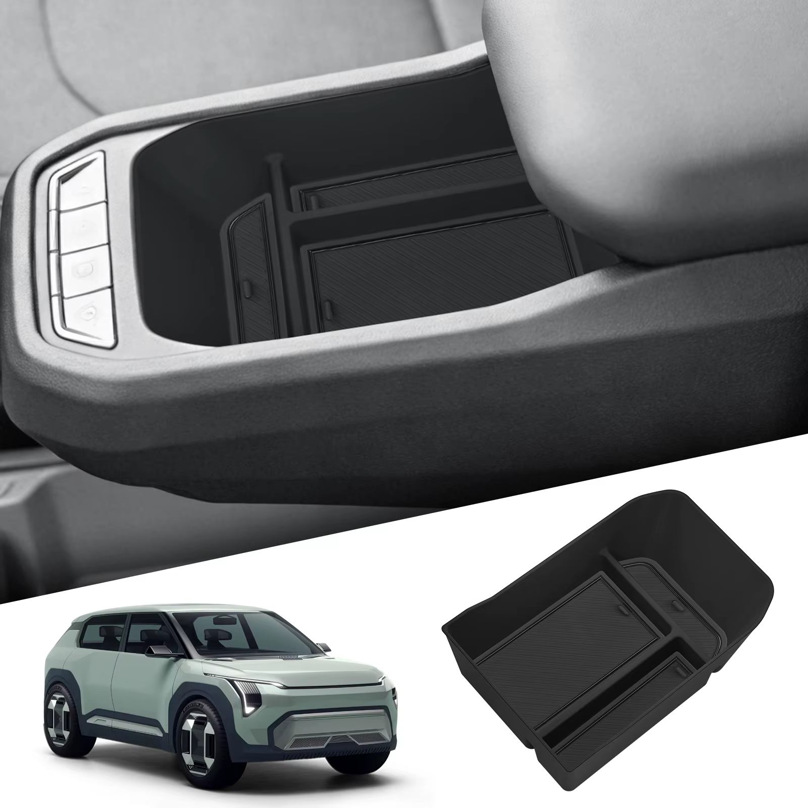 Boîte de rangement pour accoudoir de console centrale Kia EV3 2024-2026, plateau d'organisation en A