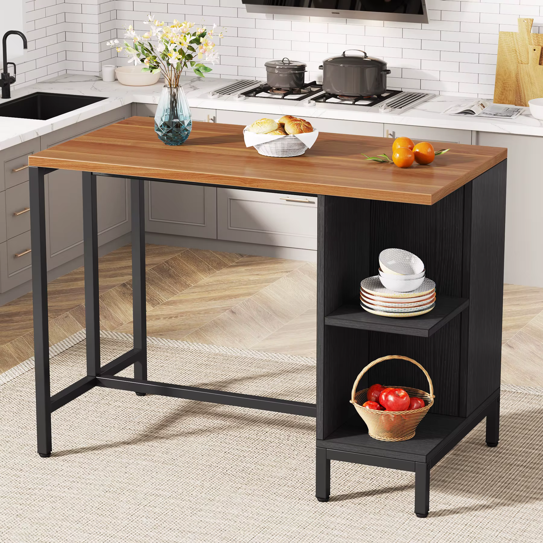 Tribesigns-Étagère de cuisine avec étagères, table de préparation de cuisine, 5 étagères de rangemen