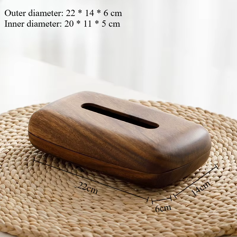 Boîte à mouchoirs en bois de noyer, Style galet, étui à mouchoirs de bureau, décoration de Table de 