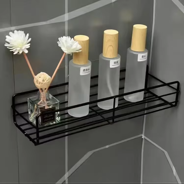 1 étagère d'angle triangulaire murale pour salle de bain, support de rangement pour shampoing, cosmé