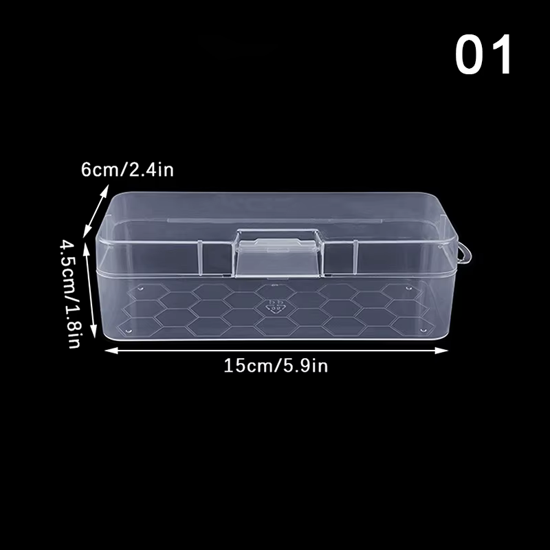 Boîte à stylos à ongles transparente, matériau PP, boîte à pinceaux à ongles, boîte à poudres, papet