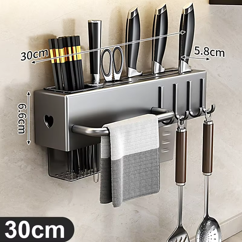Support mural multifonctionnel pour couteaux de cuisine 30/40 cm, étagère de rangement de cuisine av