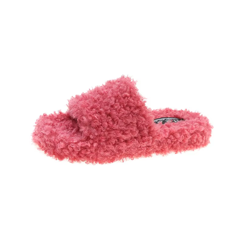 Pantoufles en fausse fourrure pour femmes, sandales d'intérieur en peluche pour femmes, chaussures a