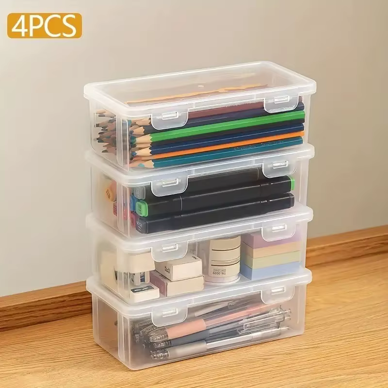 Grands boîtes de rangement en plastique transparent avec couvercles, conteneur organisateur empilabl