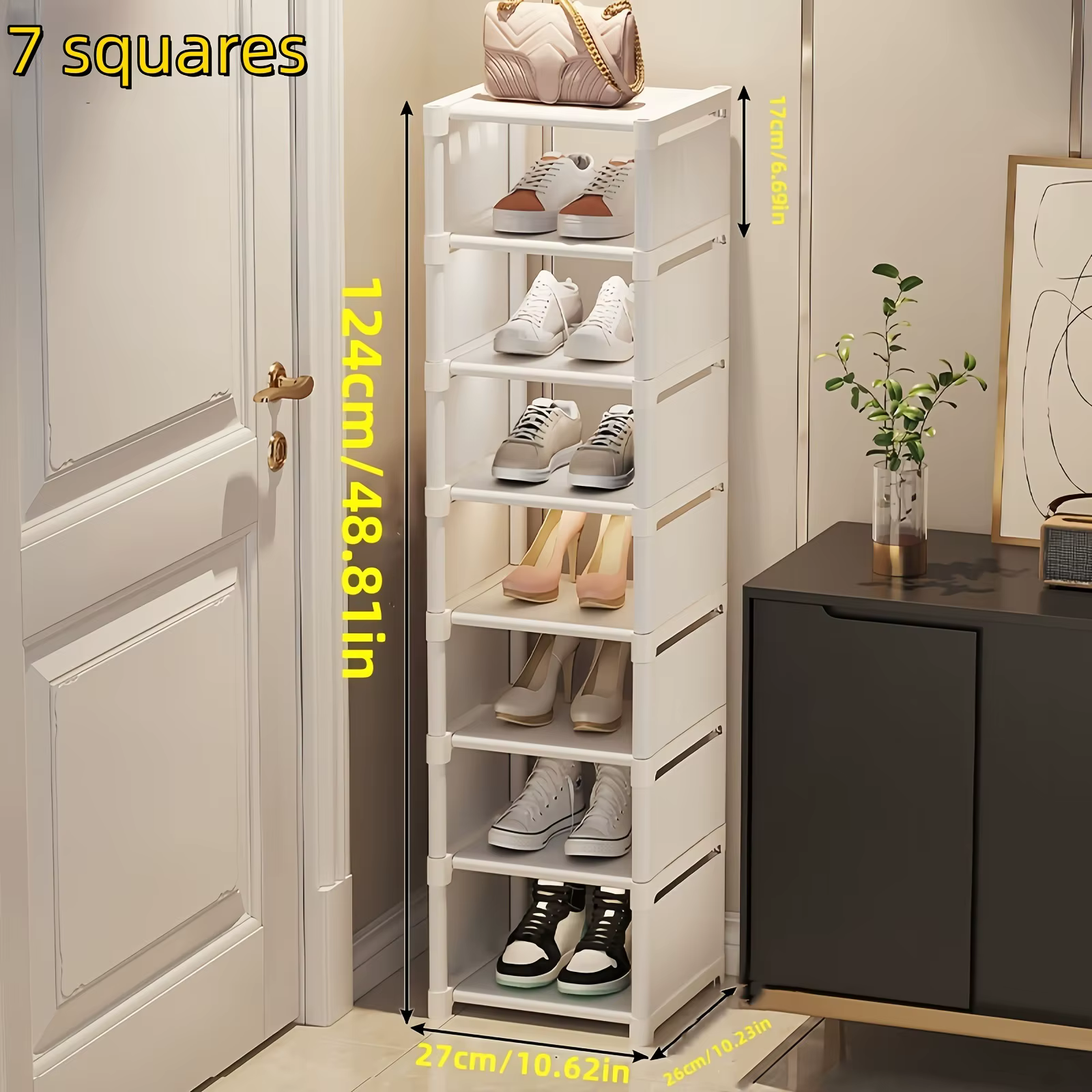 Étagère à chaussures à cadre métallique, étagères en tissu à plusieurs niveaux, gain de place pour b