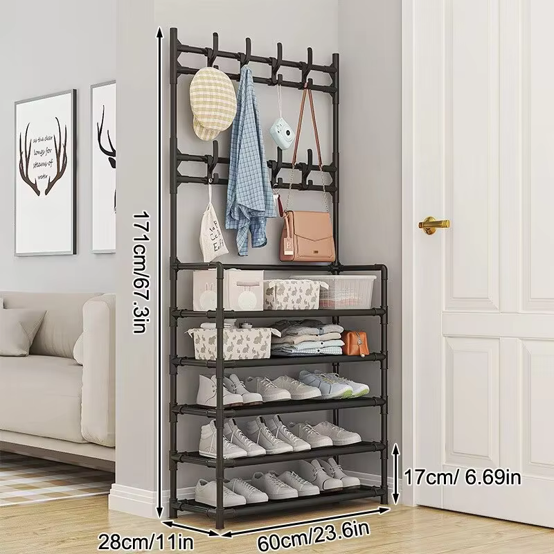 Support de rangement sur pied à 5 couches, support de rangement pour vêtements et chapeaux, étagère 