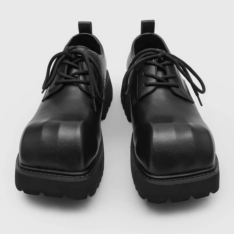 Nouvelles Chaussures Derby à Bout Rond Paris 2026, Plateforme Épaisse, Décontractées, Noires Brillan