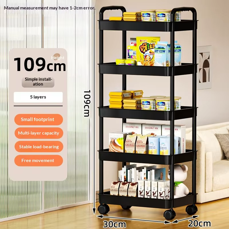 Étagère de rangement de cuisine à 5 niveaux, chariot mobile, étagère de rangement multi-niveaux sur 