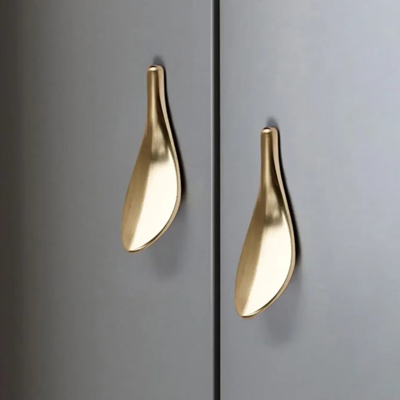 Poignée d'armoire, poignée en feuille de nèfle dorée, porte d'armoire, poignée créative de salle de