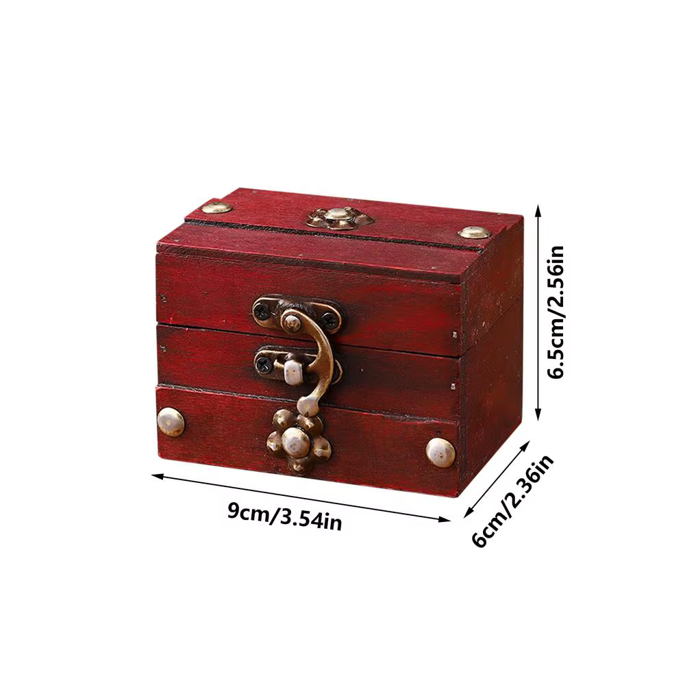 Boîte en bois avec couvercle, organisateur décoratif antique, boîte de rangement pour bijoux, boîte 
