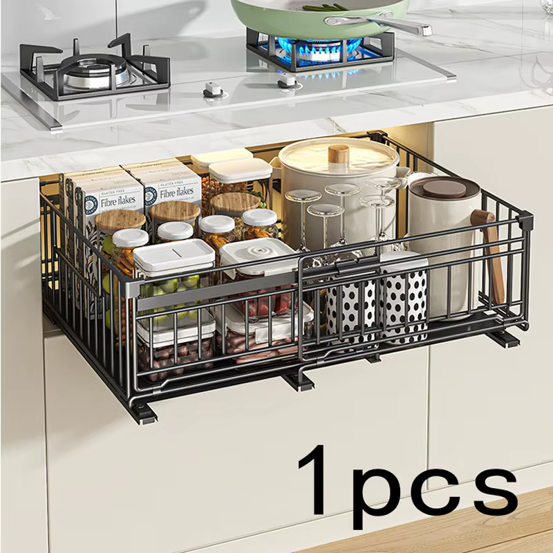 Organisateur de cuisine télescopique – Étagère extractible réglable, système de rangement d'armoire 