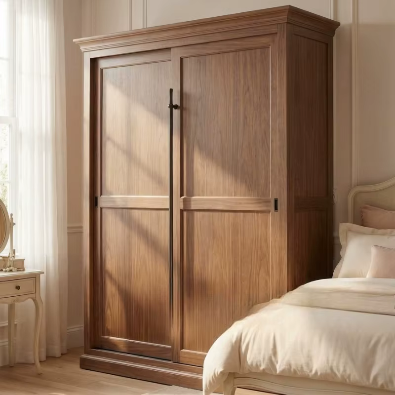 Armoire coulissante intégrée à économie d'espace pour vêtements, style français, pour salon, meuble 