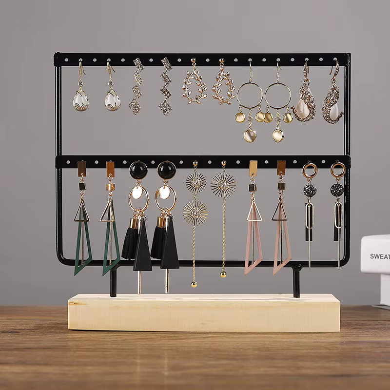 Porte-boucles d'oreilles, organisateur de boucles d'oreilles, présentoir de bijoux, support en bois,