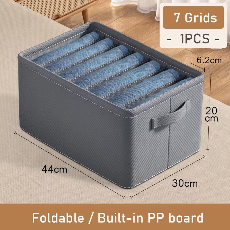 Boîte de rangement pour pantalons épais, organisateur pliable à 9/7/6 grilles pour jeans, sweat-shir