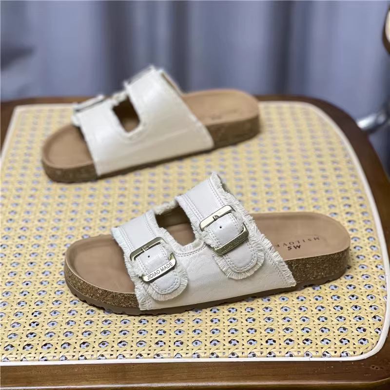 Femme chaussures boucle concepteur femmes sandales femmes pantoufles plat été 2025 dames confortable