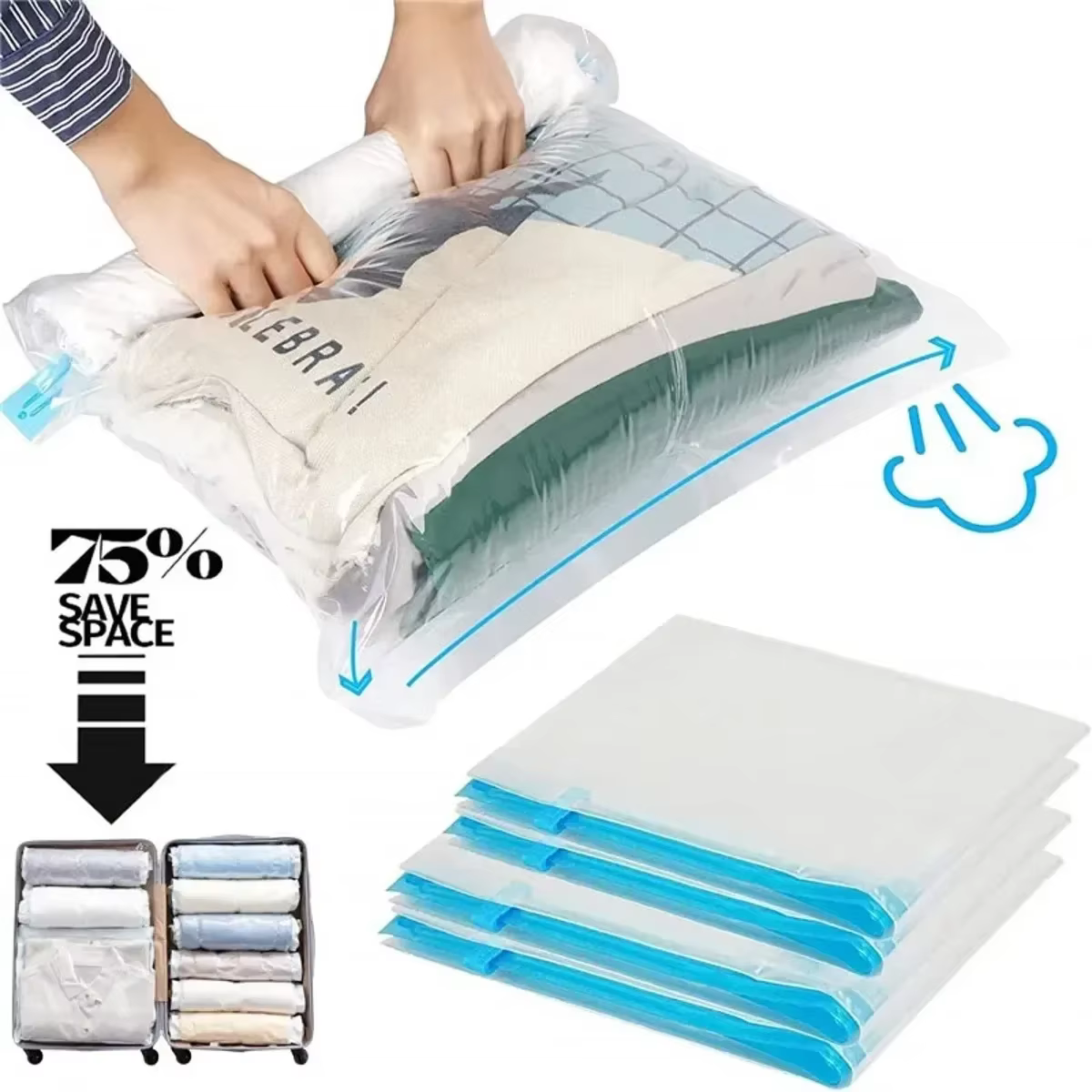 Sacs sous vide pour ranger les vêtements, adaptés aux bagages, sac de compression de voyage essentie