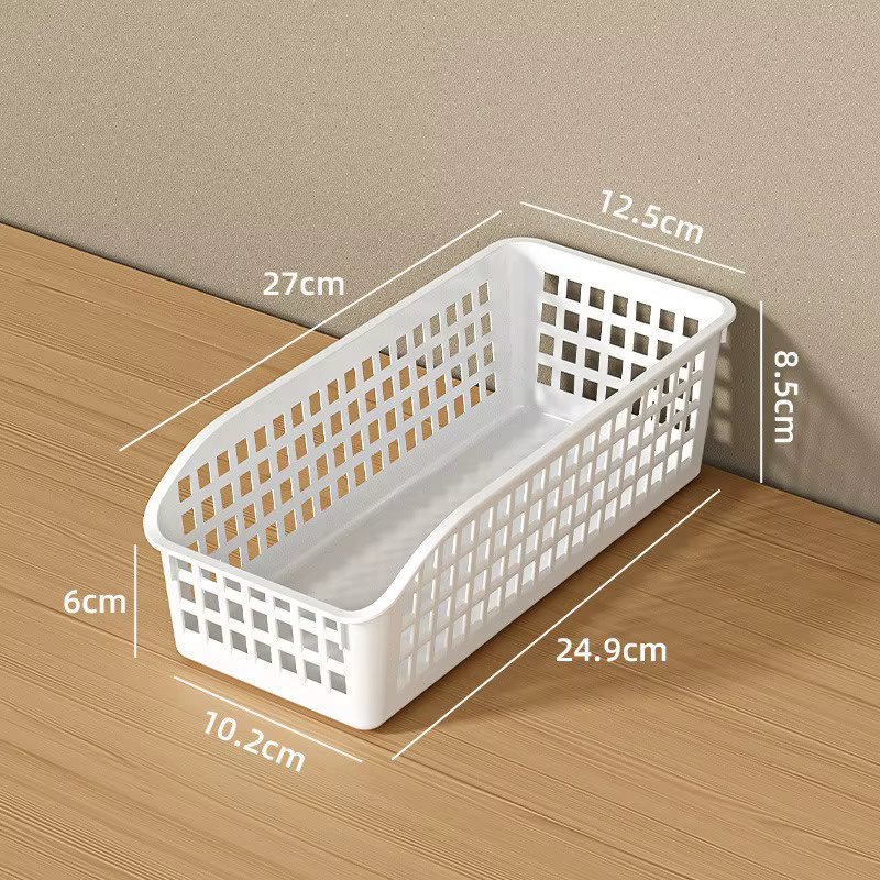 Panier de rangement en plastique à grille ouverte, bac organisateur polyvalent pour armoire, cuisine