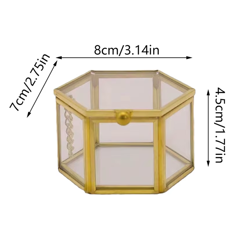 Boîte à bagues hexagonale haut de gamme, 1 pièce, boîte à accessoires en or et à bijoux, boîte de ra