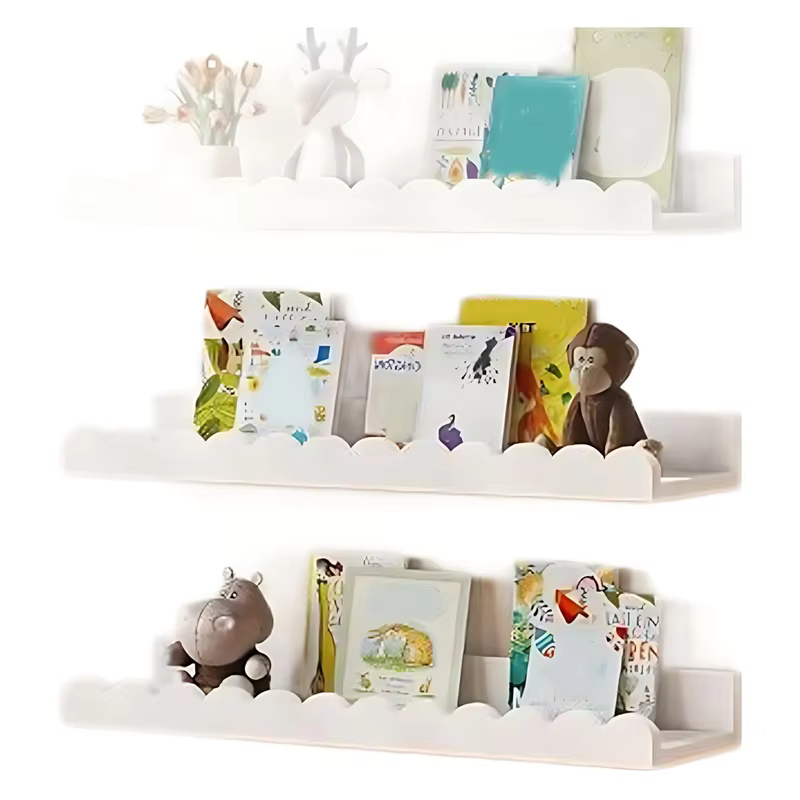 A69 étagères scalloped 4 pièces-étagère flottante blanche pour livres de pépinière 15.6 pouces, déco