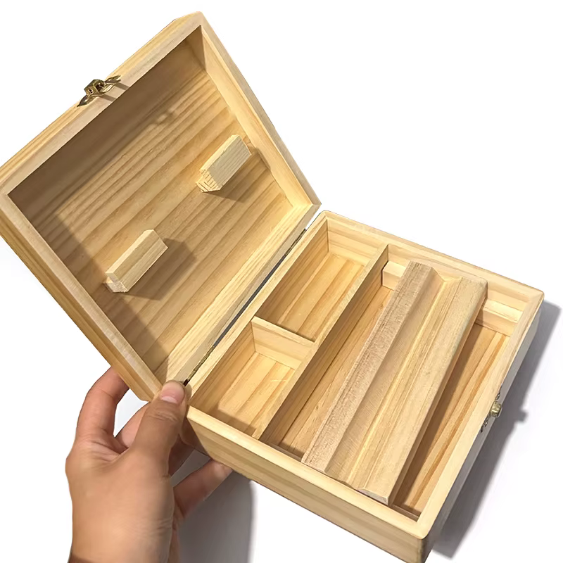 Boîte de rangement pour herbes, boîte en bois pour ranger des objets, boîte artisanale pour cigarett