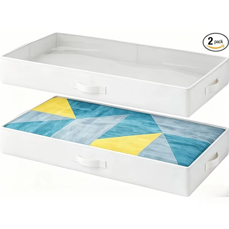 Conteneur de rangement sous lit 2 pièces, 2 boîtes de rangement fines sous le lit, boîte de rangemen