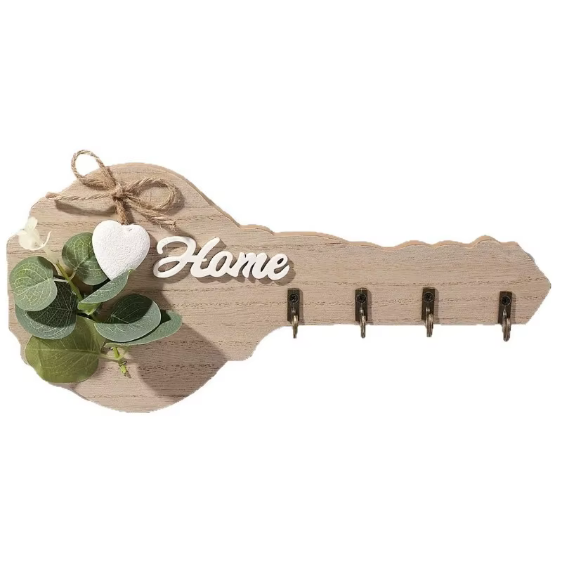 Porte-manteau mural créatif en bois avec crochets, organisateur de clés, support décoratif pour chap