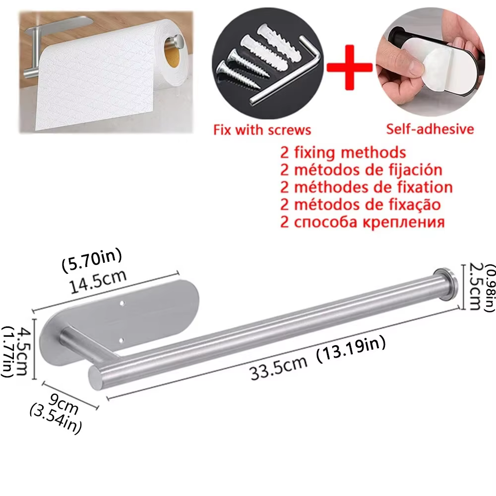 Porte-serviettes en papier de cuisine, cintre adhésif pour mouchoirs, distributeur de rouleaux de pa