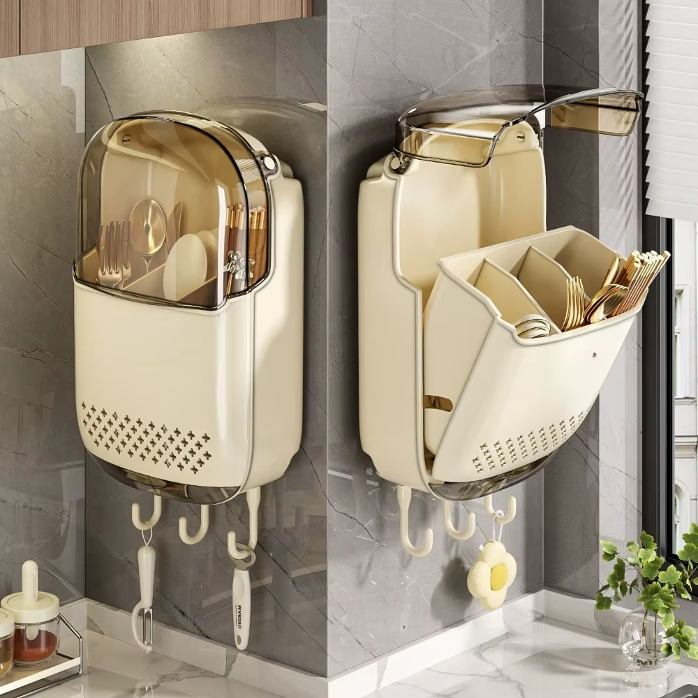 Durable et facile à nettoyer】Support mural de cuisine pour ustensiles, porte-ustensiles avec fonctio