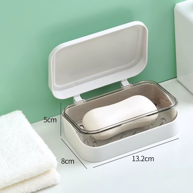 Porte-savon de salle de bain avec couvercle, boîte à savon en plastique pour la maison, garde le sav