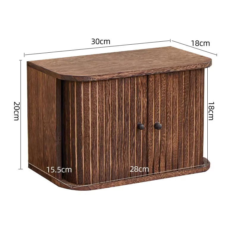 Boîte de rangement en bois massif, présentoir anti-poussière, porte à volet roulant, support de rang