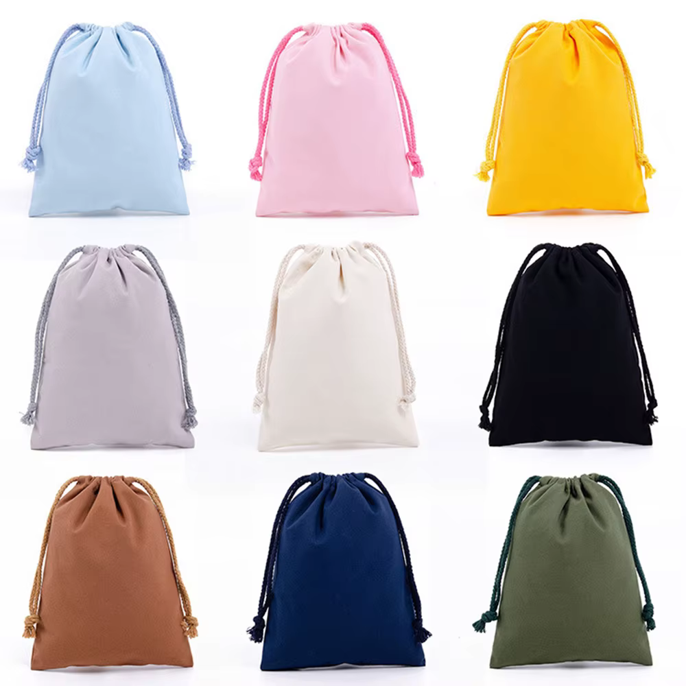 Sac à cordon en toile, sac de rangement de couleur, sac de rangement en coton, fourre-tout Portable,