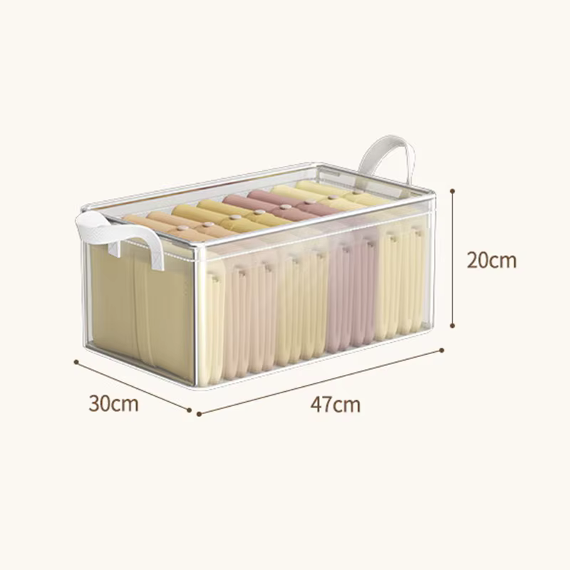Boîte de rangement transparente grande capacité pour vêtements, sous-vêtements, pantalons et chausse