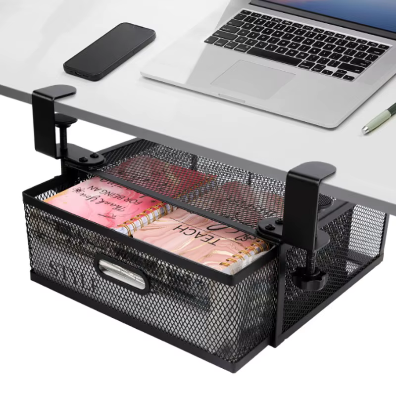 Organisateur de rangement pour tiroir sous le bureau, organisateur de bureau coulissant, panier de r