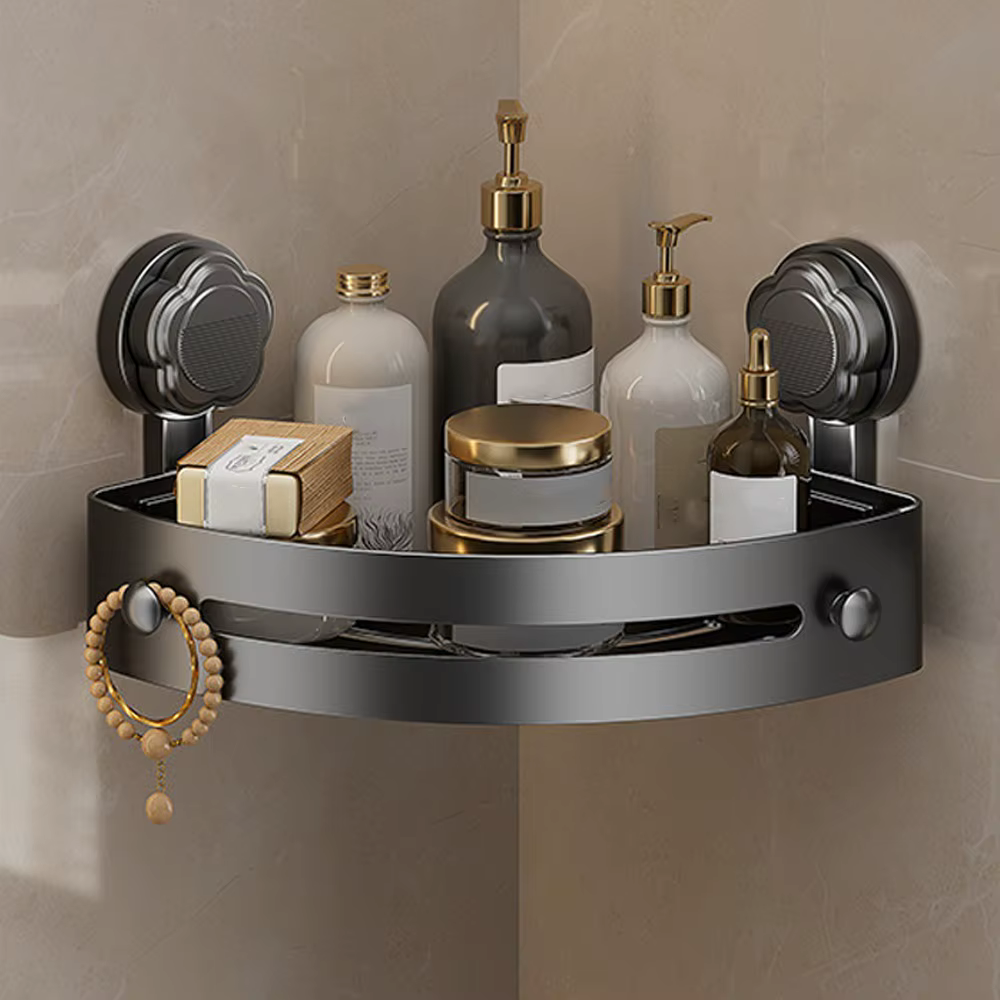Étagère de salle de bain à ventouse, organisateur de rangement mural à trois étages, étagère d'angle