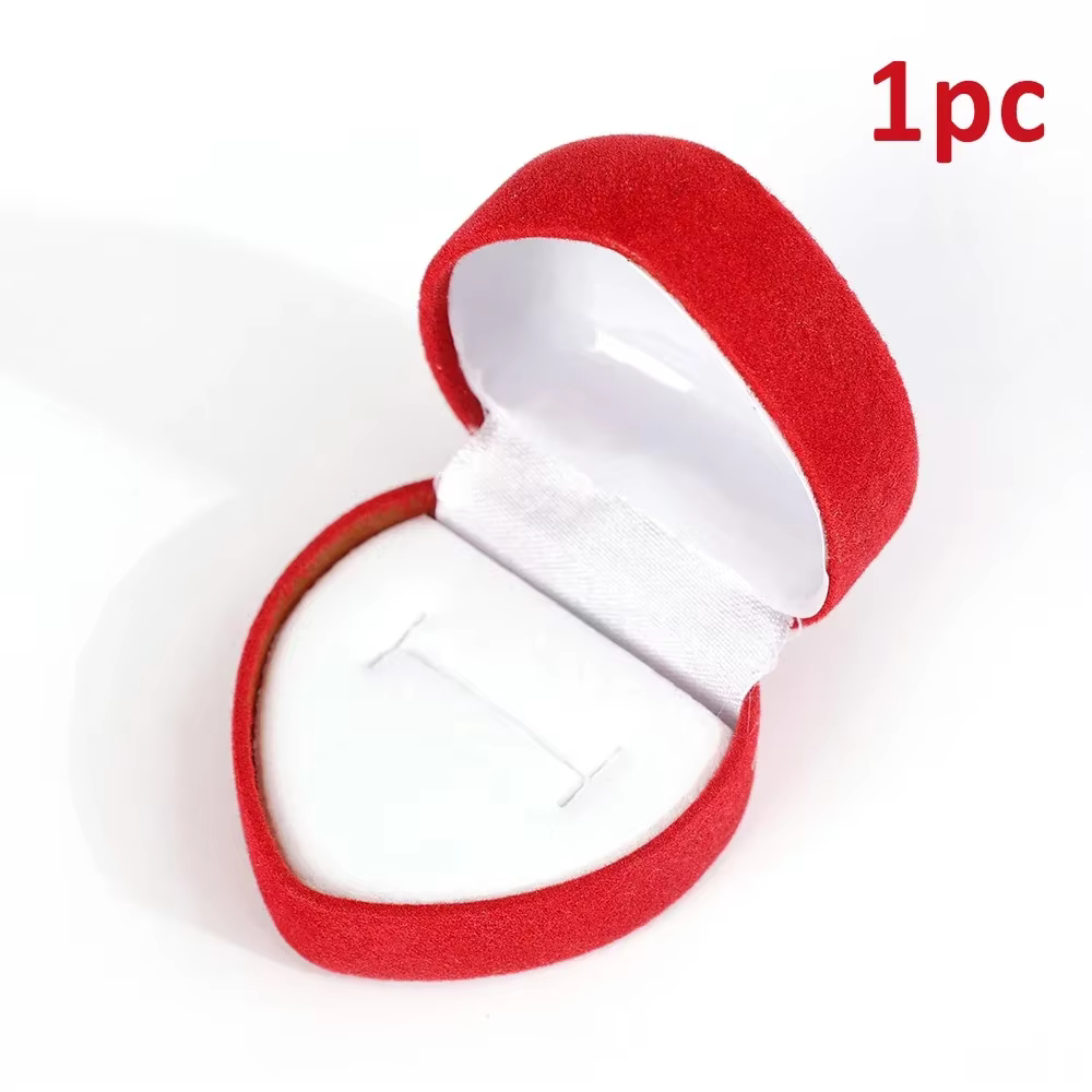 Flocage rouge coeur forme bagues boîtes bijoux boucles d'oreilles vitrines support boîte-cadeau bagu