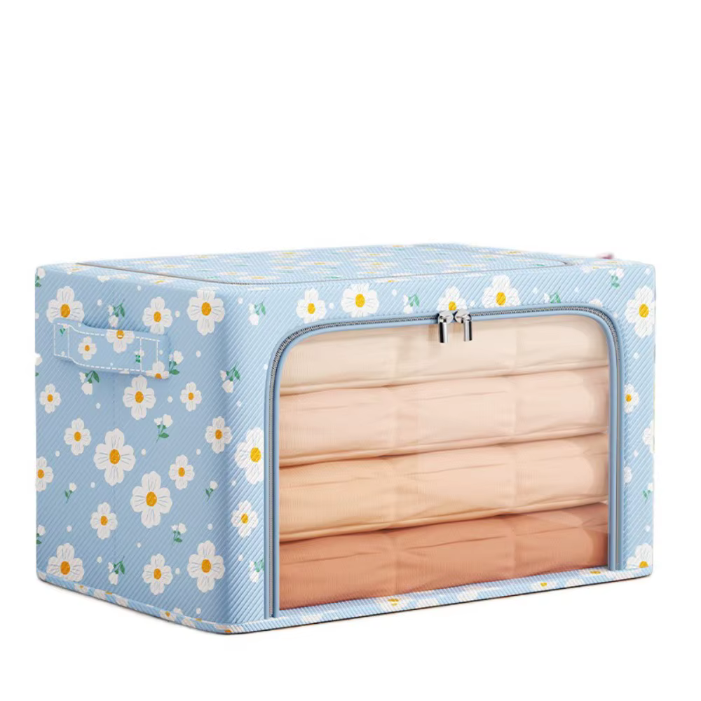 Boîte de rangement en tissu Oxford de grande capacité, cadre en acier, panier de rangement pour vête
