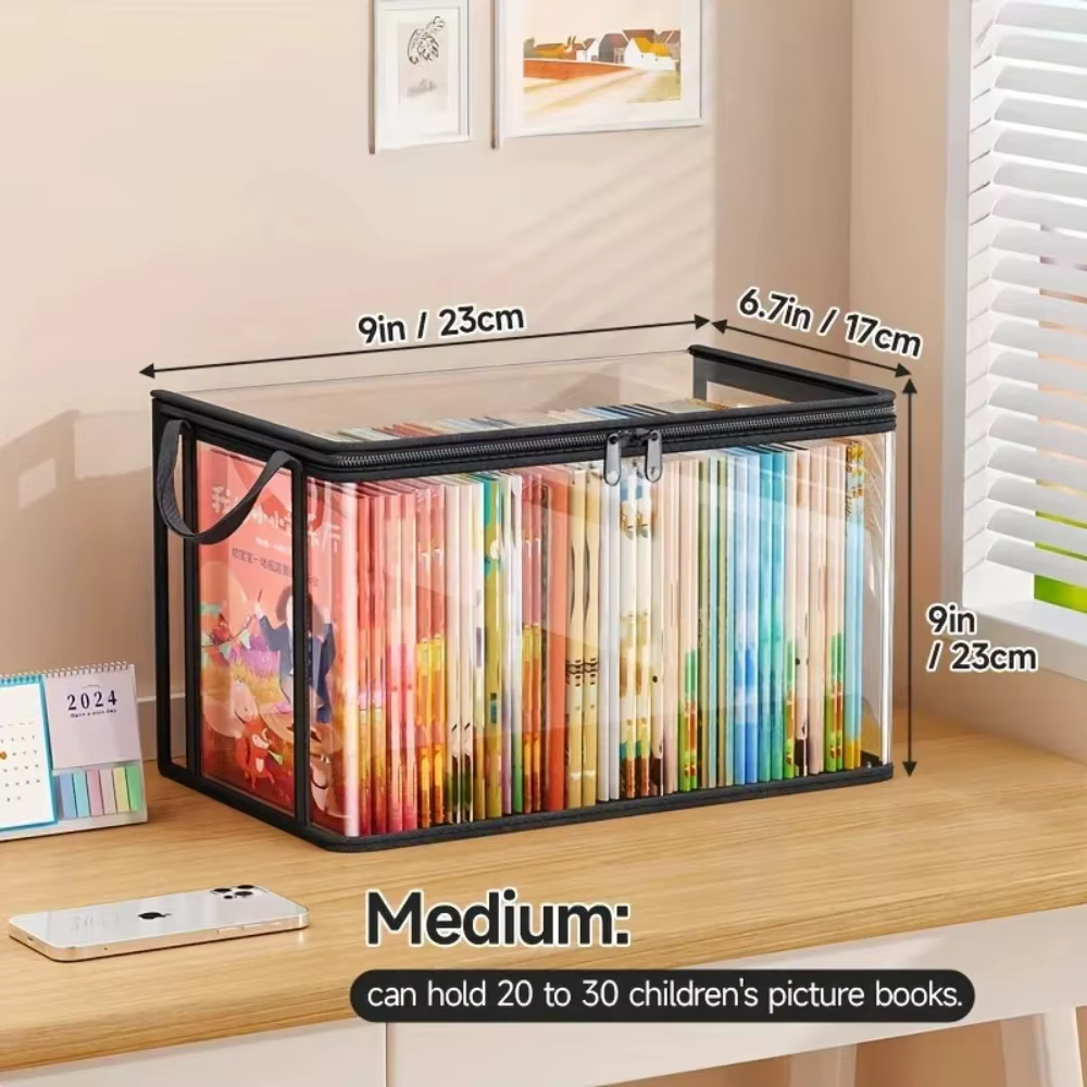 Sac de rangement en PVC avec couvercle rabattable et fenêtre de visualisation - Organisateur rectang