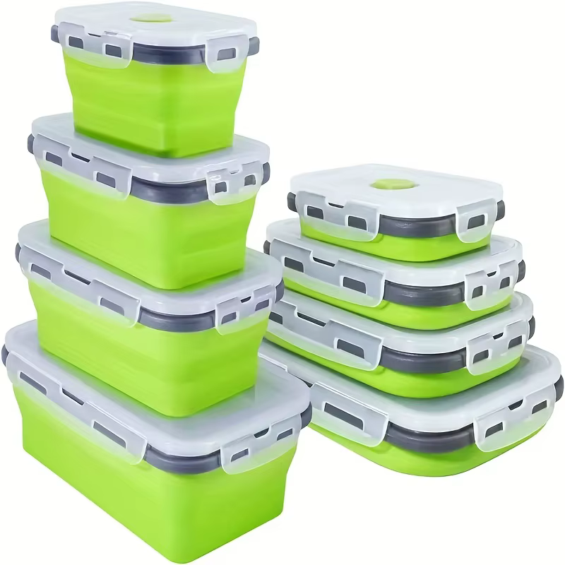 Conteneur de stockage des aliments pliable en Silicone, boîte à déjeuner empilable permettant de gag