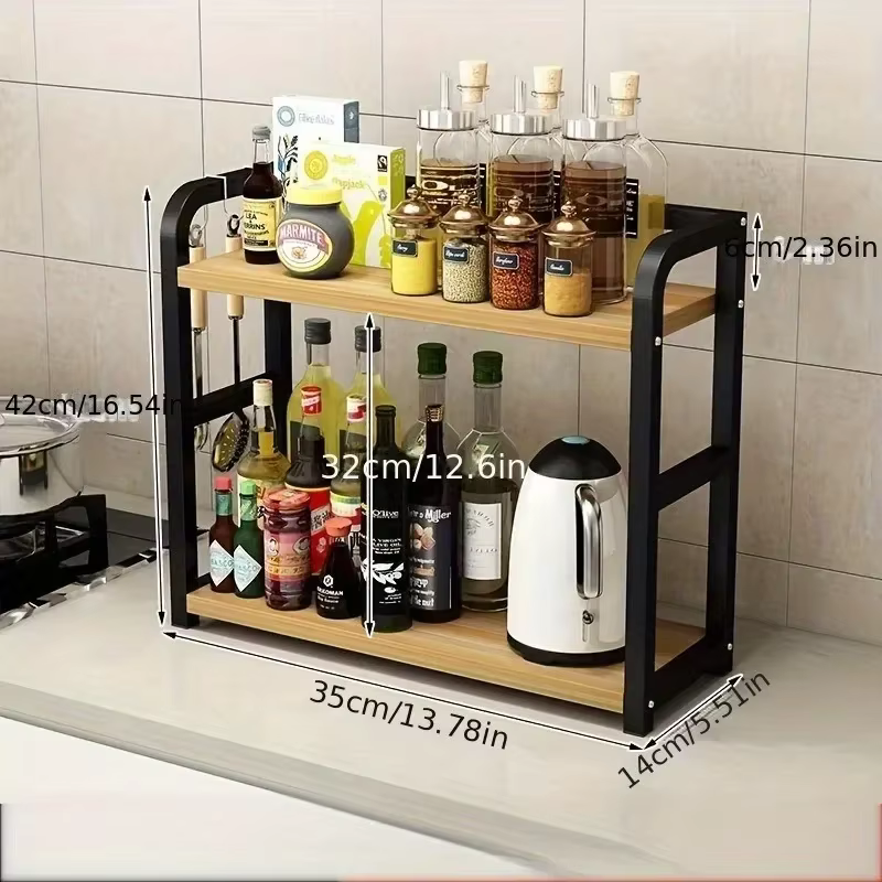 Étagère de comptoir en métal à 2 niveaux, 1 pièce - Organisateur peu encombrant pour café, tasses et