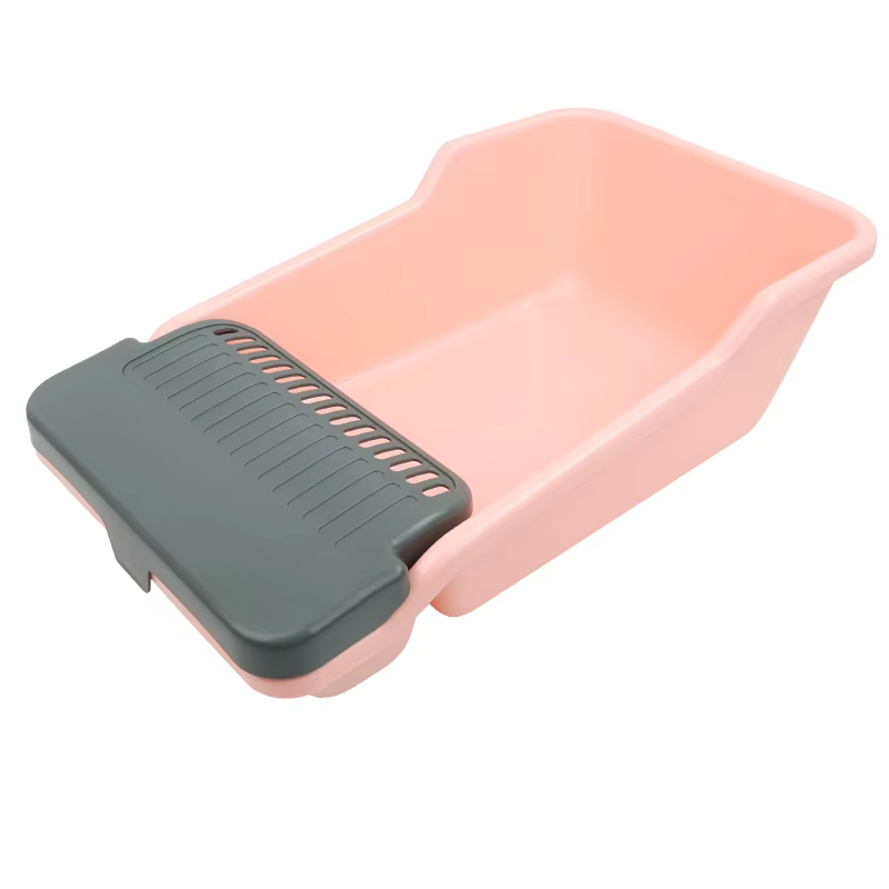 Bac à litière pour chat, grand toilettes semi-fermées pour chat, grand espace en plastique, bac à li