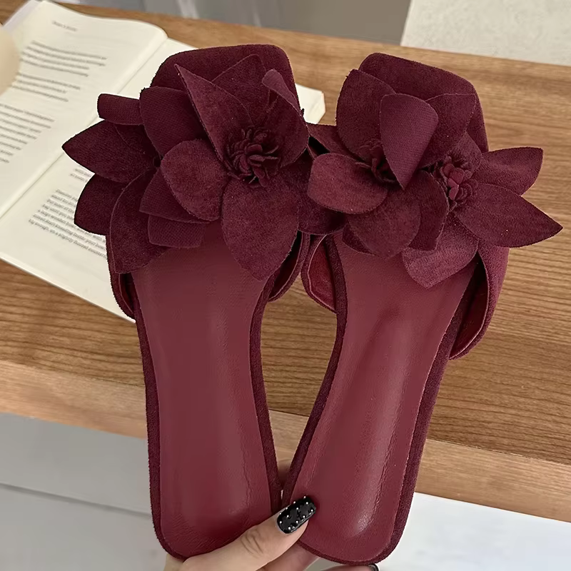 Nouvelles sandales plates à fleurs pour femmes, tongs de plage estivales, chaussures décontractées p