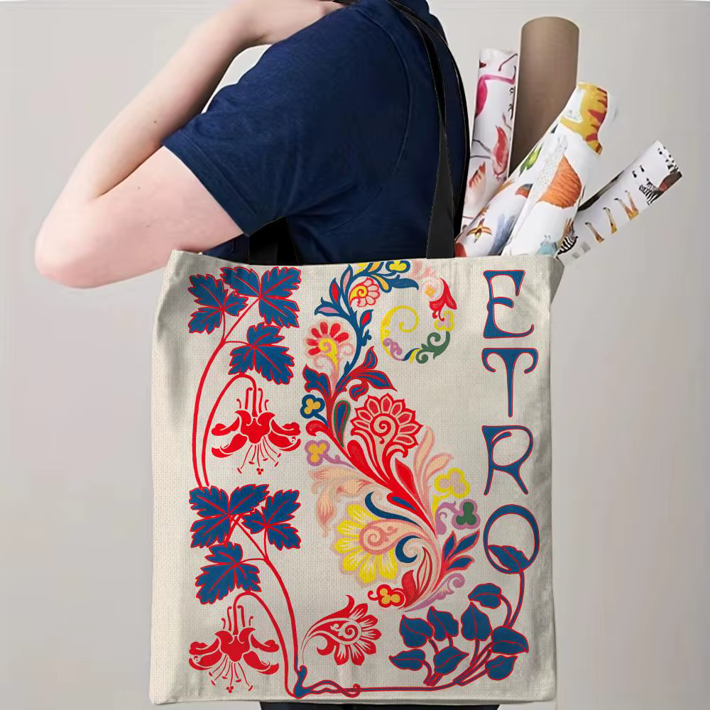 Sacs de rangement design E-etro, sac fourre-tout en toile imprimé double face, sac à main écologique