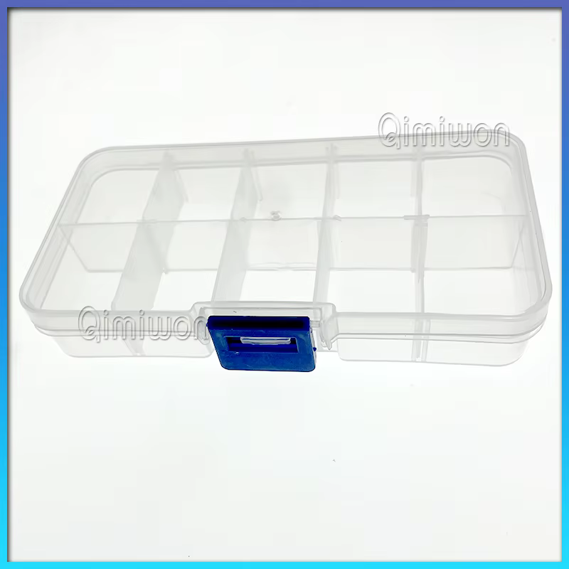Petite boîte de rangement en plastique transparent, boîte à bijoux, finition de pièces de composants