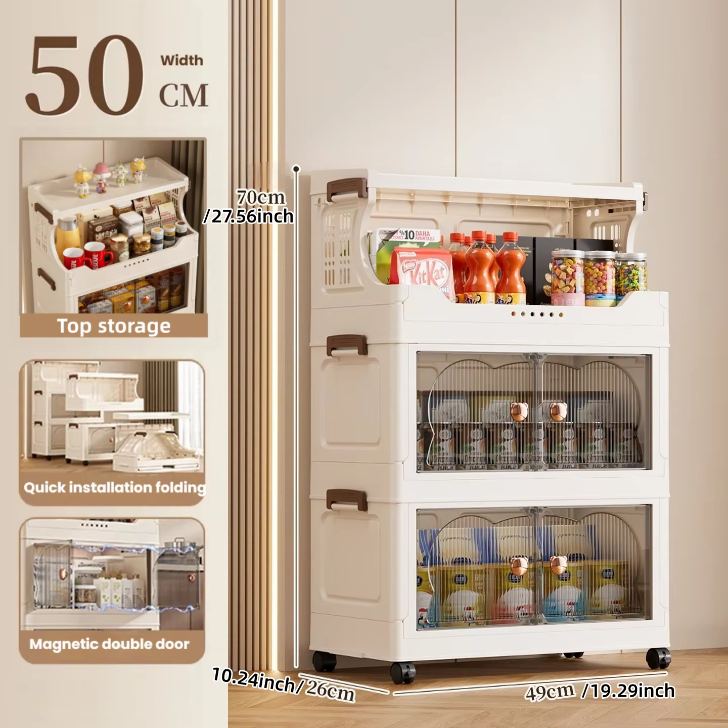 Armoire de rangement pliable - étagère de rangement multi-niveaux pour l'organisation de la cuisine 