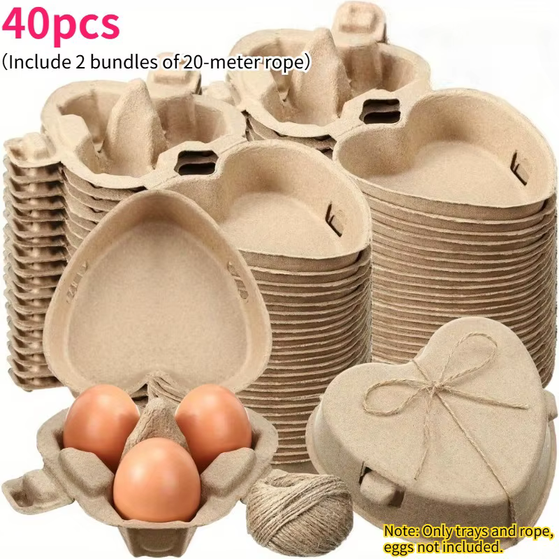 Boîtes en carton pour œufs de pâques en forme de cœur, 40 pièces, avec poignées, panier en papier ré