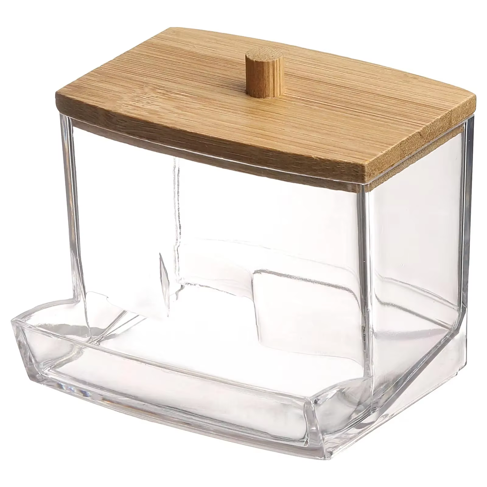 Boîte à coton-tige-couvercle en bambou Transparent, boîte de rangement anti-poussière pour cure-dent