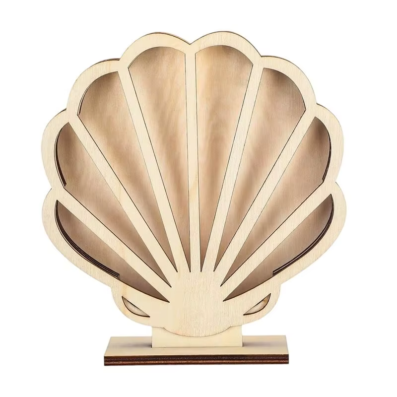 Boîte de rangement BSEVB-Shell Bracket, décoration de chambre à thème marin, vitrine en bois pour co